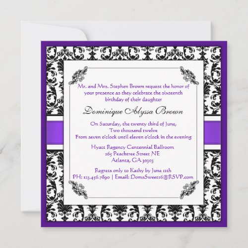 Elegant Damask Swirl Invite [Purple]
