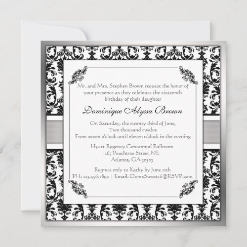 Elegant Damask Swirl Invite [Silver]