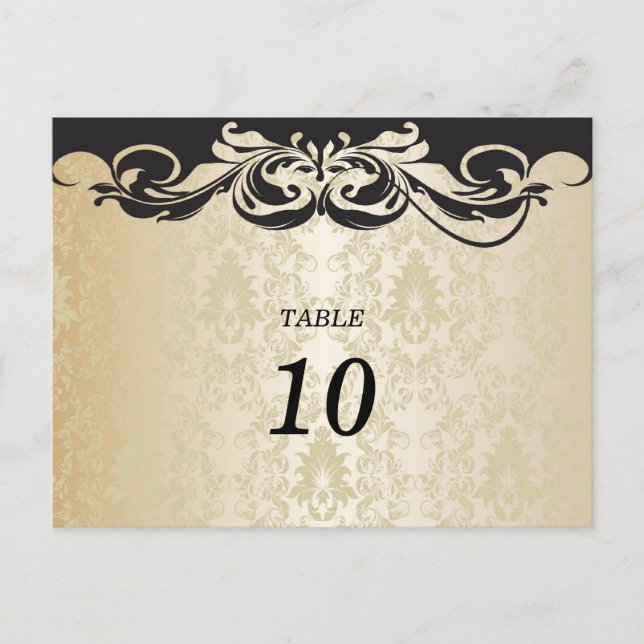 Elegant Damask Table Number Postcard (Front)