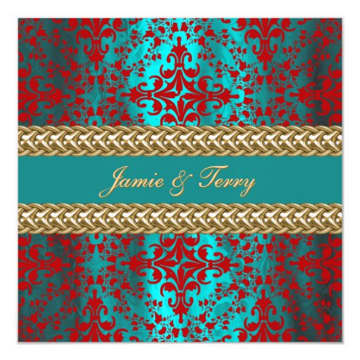 Red And Teal Wedding Invitations 6