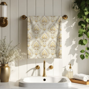 Elegant Damask Towels Vintage Cream Ivory Bathroom