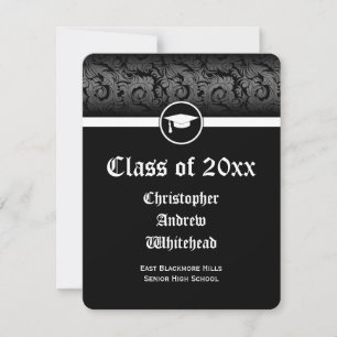 Elegant Damask Traditional/College Graduation Invitation
