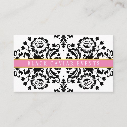 ELEGANT DAMASK vintage pattern gold black pink Business Card