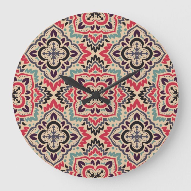 Elegant Damask: Vintage Seamless Texture Large Clock (Front)
