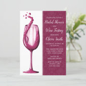Elegant Damask Watercolor Wine Glass Bridal Shower Invitation (Standing Front)