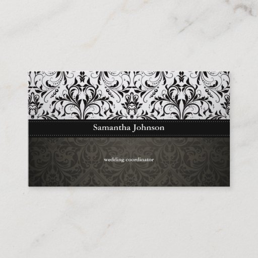 Customizable Elegant Damask Wedding Coordinator Business Cards