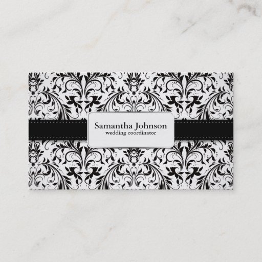 Customizable Elegant Damask Wedding Coordinator Business Cards