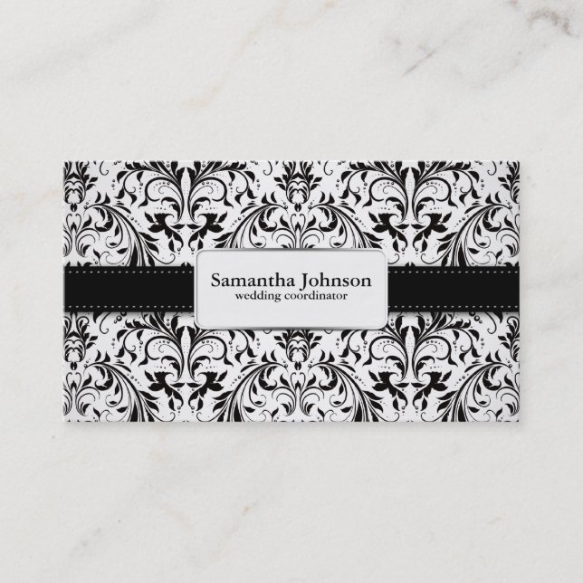 Elegant Damask Wedding Coordinator Business Cards (Front)
