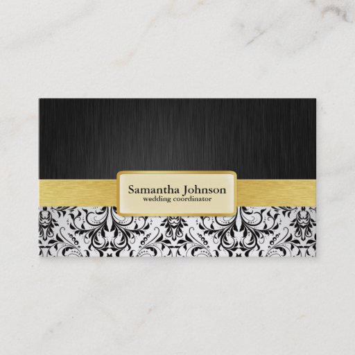 Customizable Elegant Damask Wedding Coordinator Business Cards