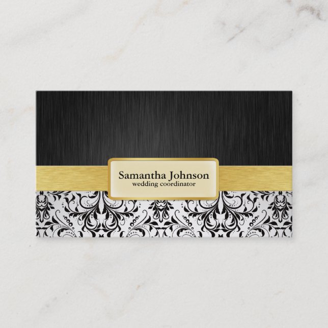 Elegant Damask Wedding Coordinator Business Cards (Front)