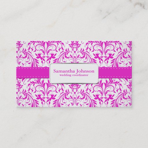Customizable Elegant Damask Wedding Coordinator Business Cards