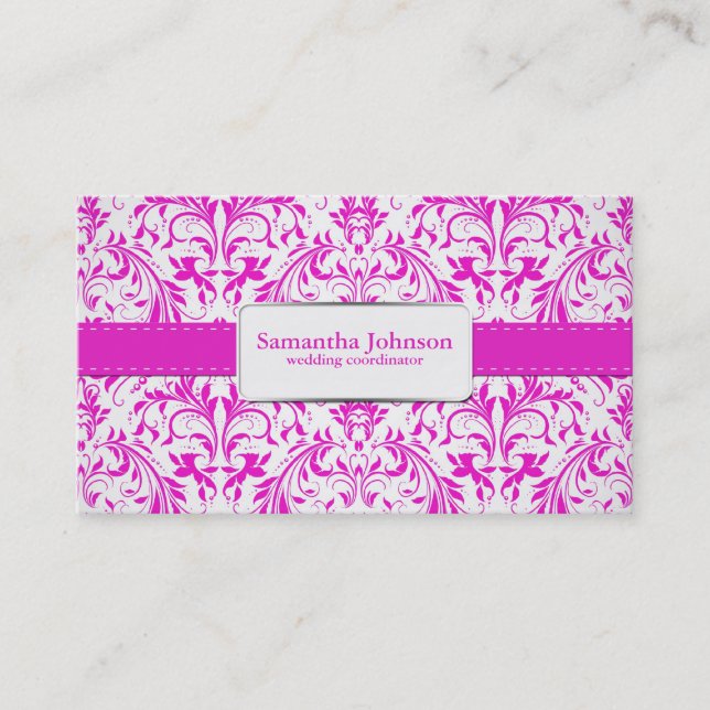 Elegant Damask Wedding Coordinator Business Cards (Front)