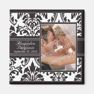 Elegant Damask Wedding Favor Magnet: black/white Magnet