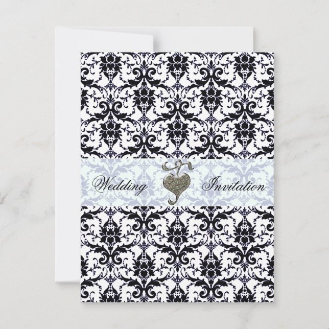 Elegant Damask Wedding Invitation (Front)