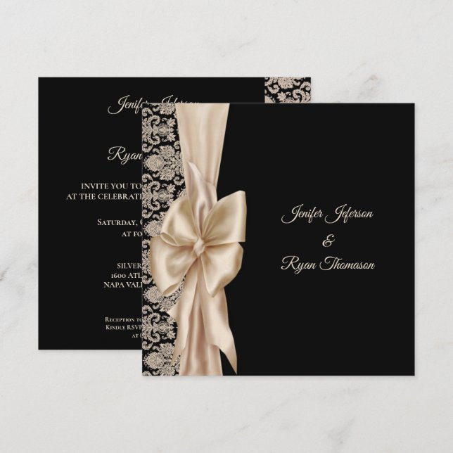 Elegant damask wedding Invitation (Front/Back)