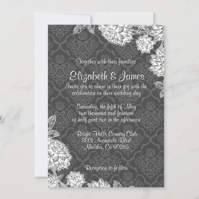Elegant Damask Wedding Invitations (Front)