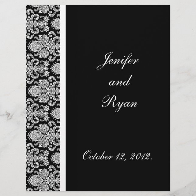elegant damask wedding menu (Front)