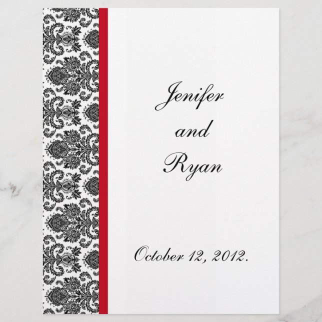 elegant damask wedding menu (Front)