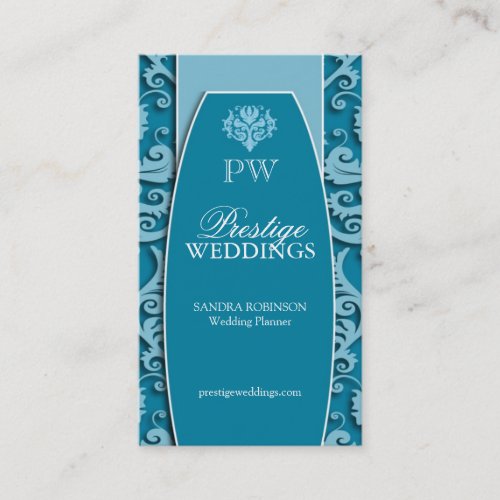 Elegant Damask Wedding Planner Business Cards