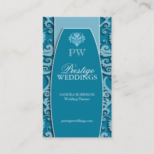 Customizable Elegant Damask Wedding Planner Business Cards