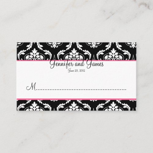 Elegant Damask Wedding Reception Place Card Business Card Template