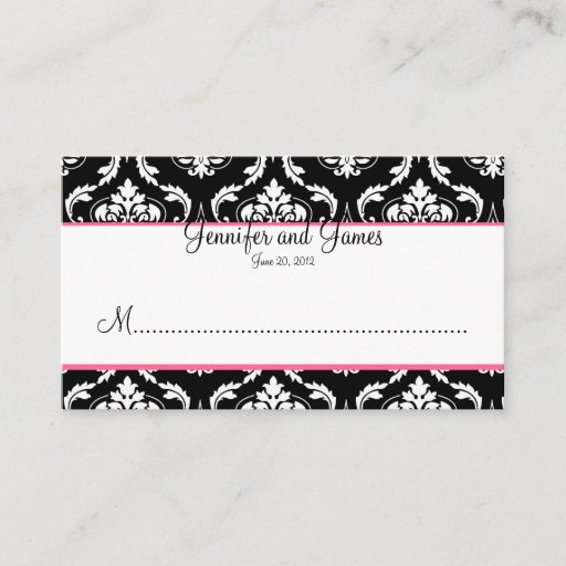 Customizable Elegant Damask Wedding Reception Place Card Business Card Template