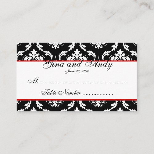 Elegant Damask Wedding Seating Card Business Card Template