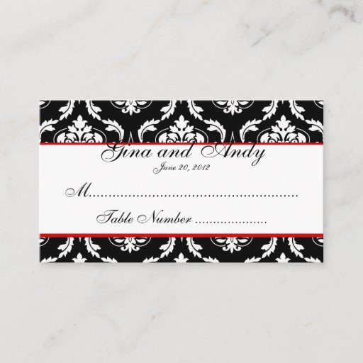 Customizable Elegant Damask Wedding Seating Card Business Card Template