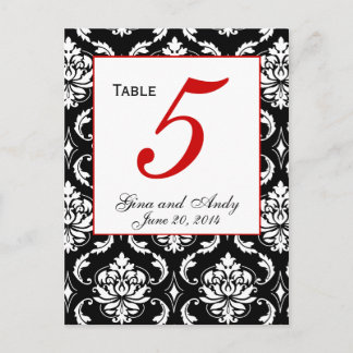 Elegant Damask Wedding Table Number Card