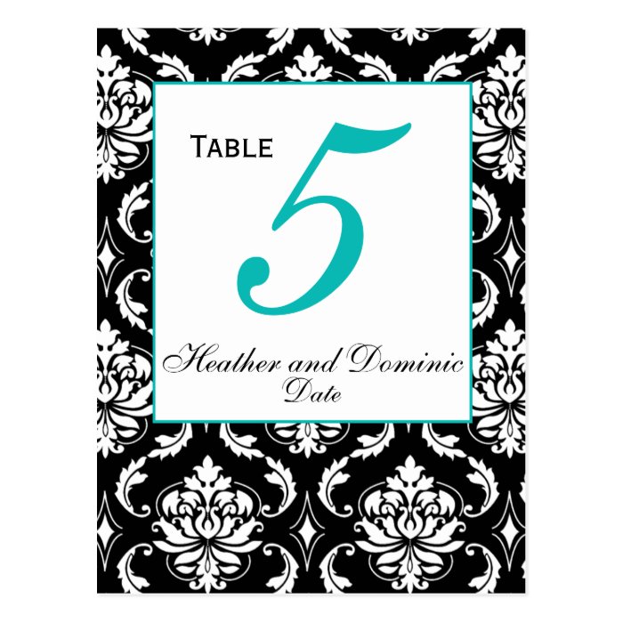 Elegant Damask Wedding Table Number Card 1 Post Cards