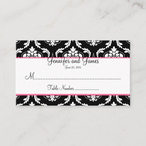 Elegant Damask Wedding Table Seating Card Business Cards