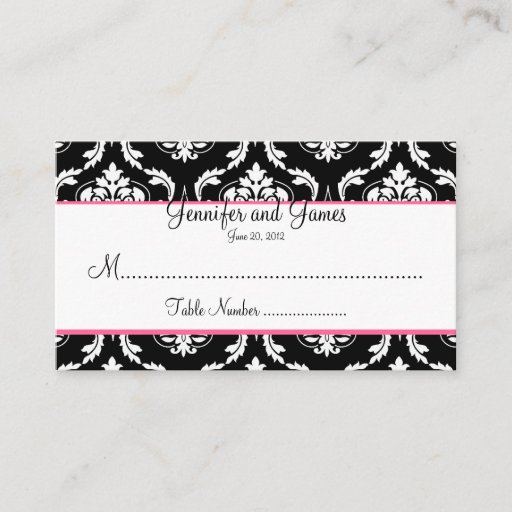 Customizable Elegant Damask Wedding Table Seating Card Business Cards