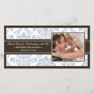 Elegant Damask Wedding Thank You Photocard: ice Card