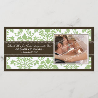 Elegant Damask Wedding Thank You Photocard: sage Card