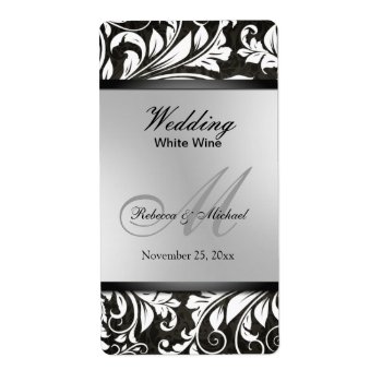 Elegant Damask Wedding Wine Labels by weddingsNthings at Zazzle