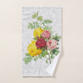 Elegant Damask with Yellow Pink and Red Roses