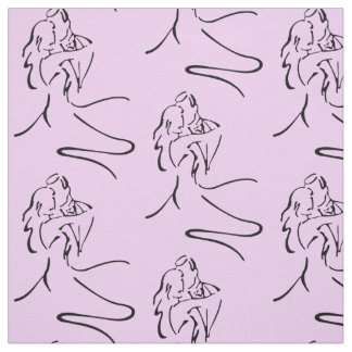 Elegant Dancers Large Motif on Princess Pink Fabric