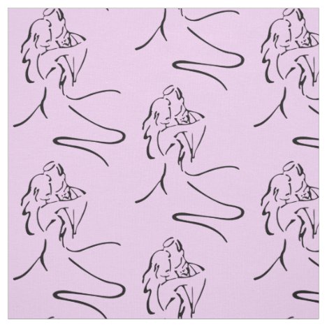 Elegant Dancers Large Motif on Princess Pink Fabric