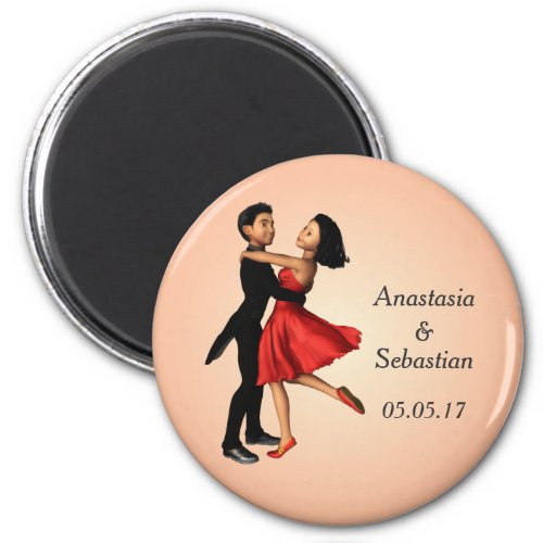 Elegant Dancers Red Silk Dress Personalized Magnet