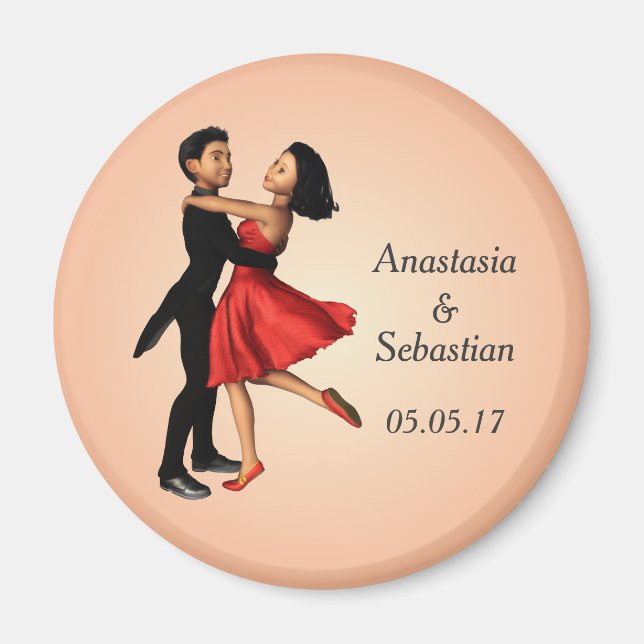Elegant Dancers: Red Silk Dress (Personalized) Magnet (Front)