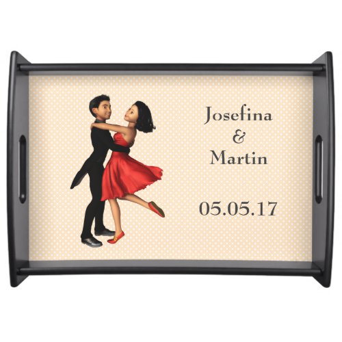 Elegant Dancers Red Silk Dress Personalized Serving Tray
