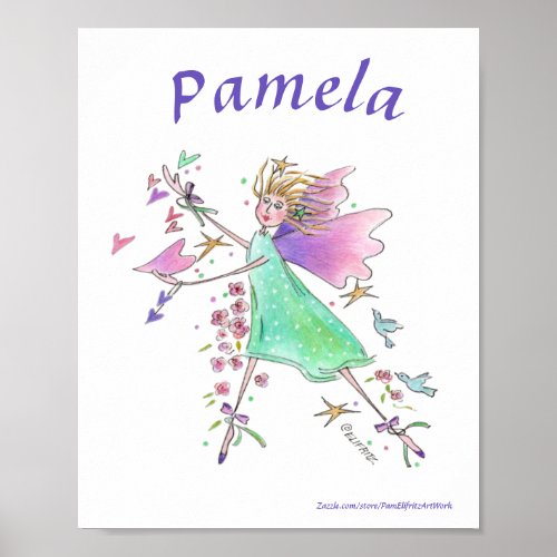 Elegant Dancing Angel Bringing Love Watercolor  Poster