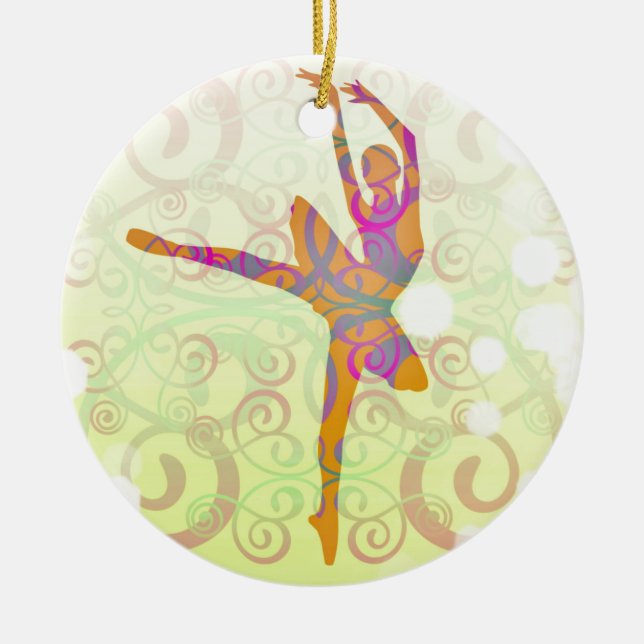 Elegant Dancing Ballerina Ceramic Ornament (Front)