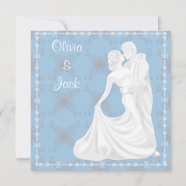 Elegant dancing Blue wedding invitation (Front)
