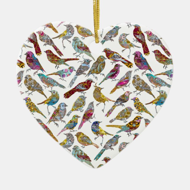 Elegant dancing chic birds ceramic ornament (Front)