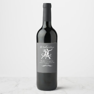 Elegant Dancing Couple Joint Birthday Celebration Wine Label
