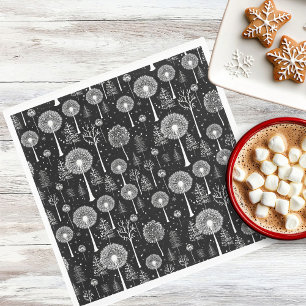Elegant Dandelion and Christmas Tree Napkins