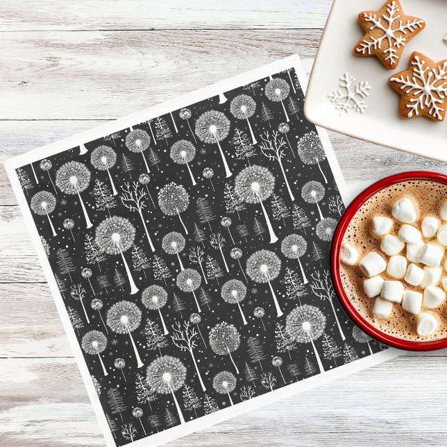 Elegant Dandelion and Christmas Tree Napkins (Creator Uploaded)