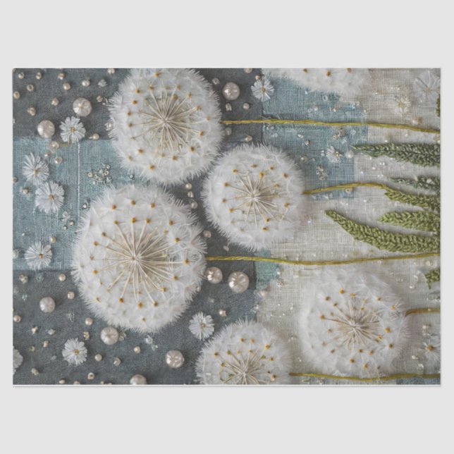 Elegant Dandelion Dreams, Mixed media Tissue Paper (Front)