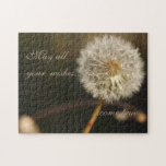 Elegant Dandelion Flower &amp; Wish Quote Jigsaw Puzzle